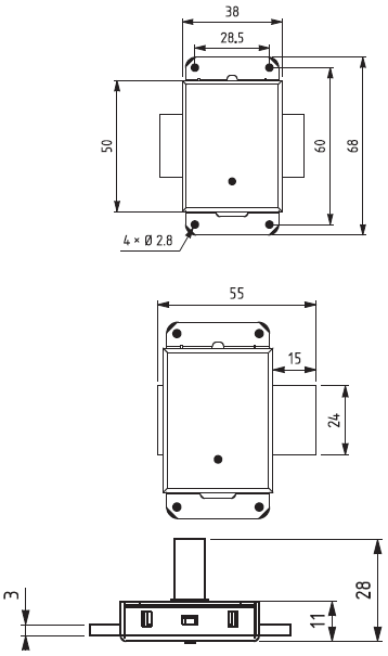 Schéma d'une serrure de meuble